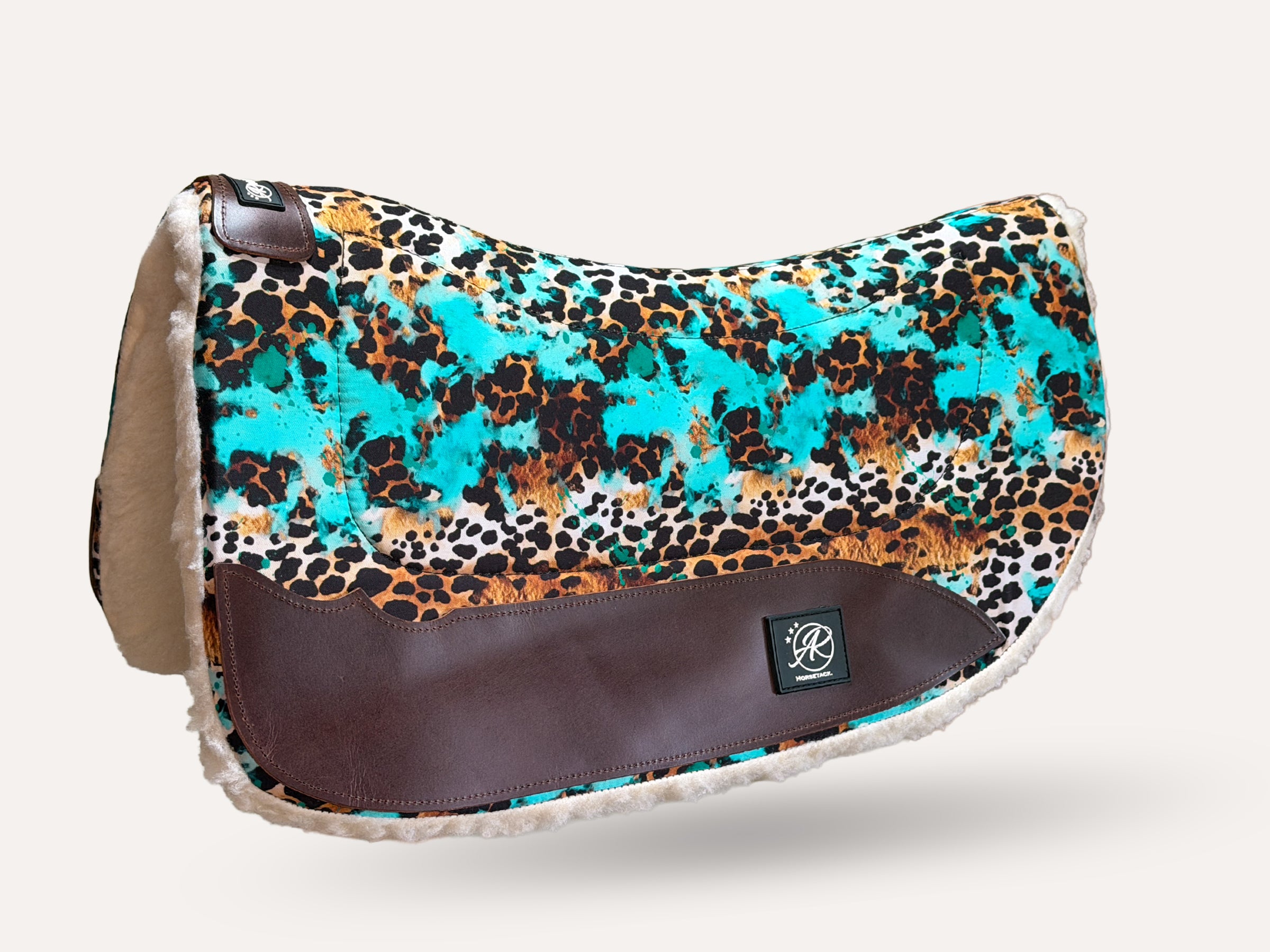 Canvas Western WorkPad | Round Skirt 70cm | Turquoise Cheeta | Dark Leather